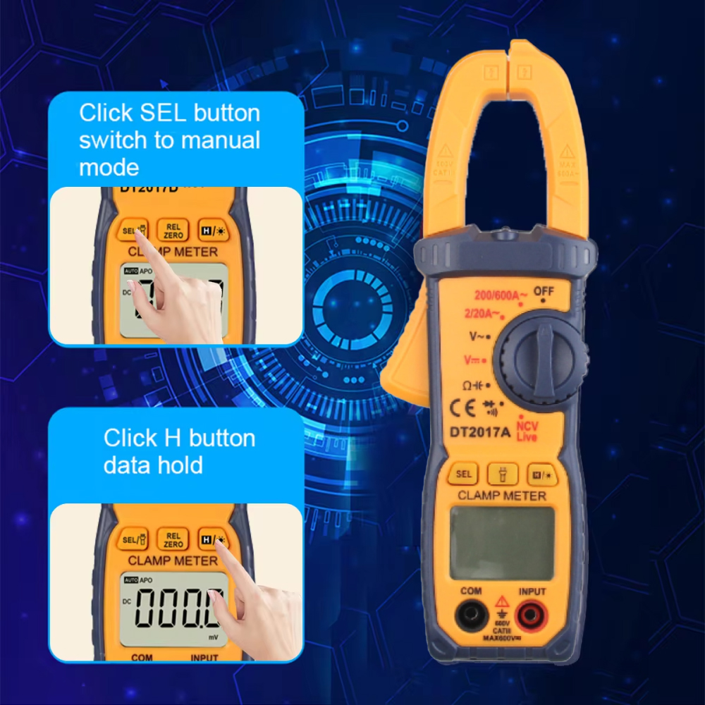 Frogbro Digital Multimeter Voltage Tester Clamp Meter AC/DC - DT2017A
