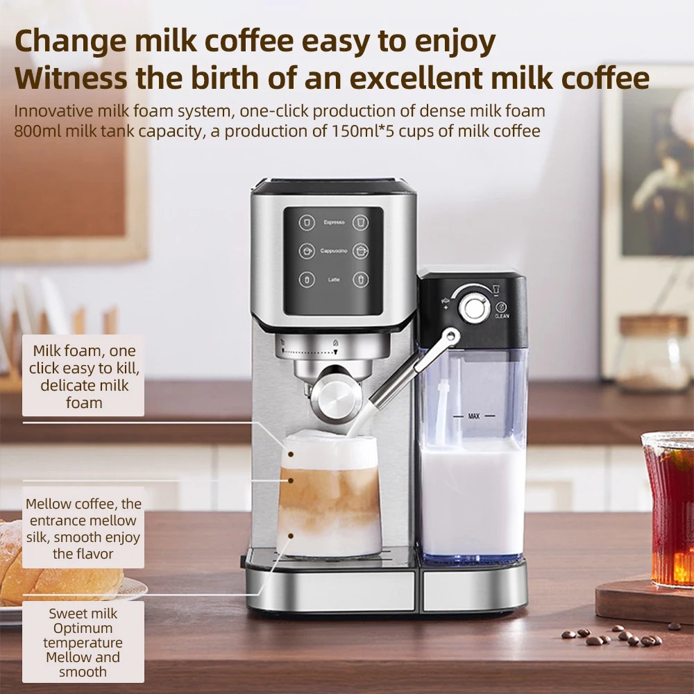 WBHN Mesin Kopi Espresso Coffee Maker Frothing 20 Bar 1350W 220V - CM5120