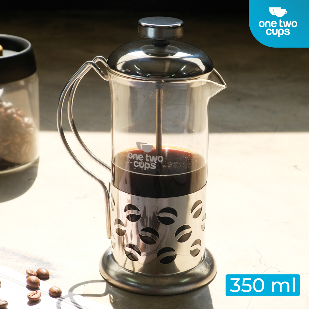 One Two Cups French Press Coffee Maker Pot Plunger Borosilicate 350ml - KG72