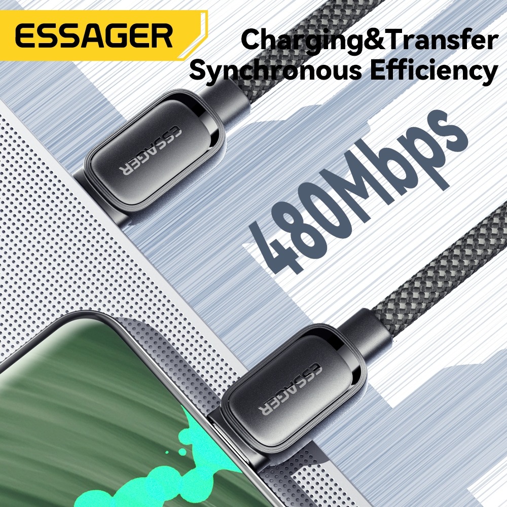 ESSAGER Kabel Data Type C to Type C PD Magnetic Braided 60W 1M - EXCTT2-TD01-P