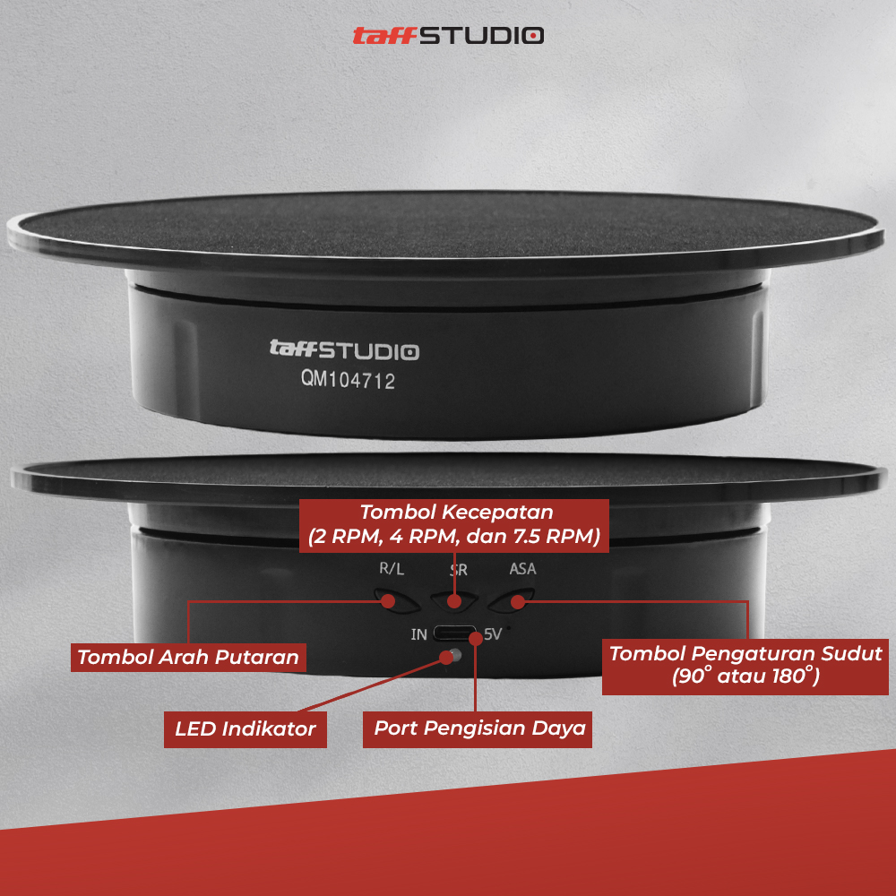TaffSTUDIO Alas Putar Fotografi Suede Rotating 360 Turntable 20cm - QM104712