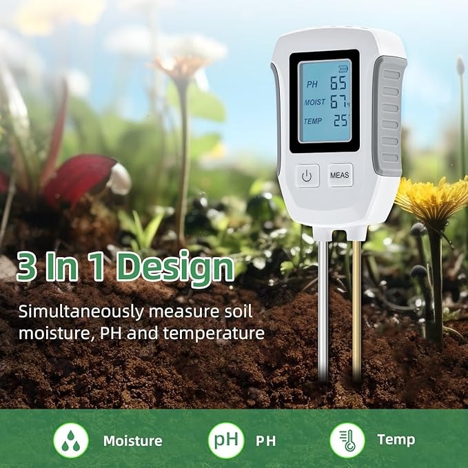 YAGO Alat Pengukur Tanah Digital 3in1 Soil Tester PH Humidity Temp - YG39