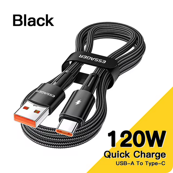 ESSAGER Kabel Data USB Type A to Type C Fast Charging 120W 6A - EXC120-CG01-P