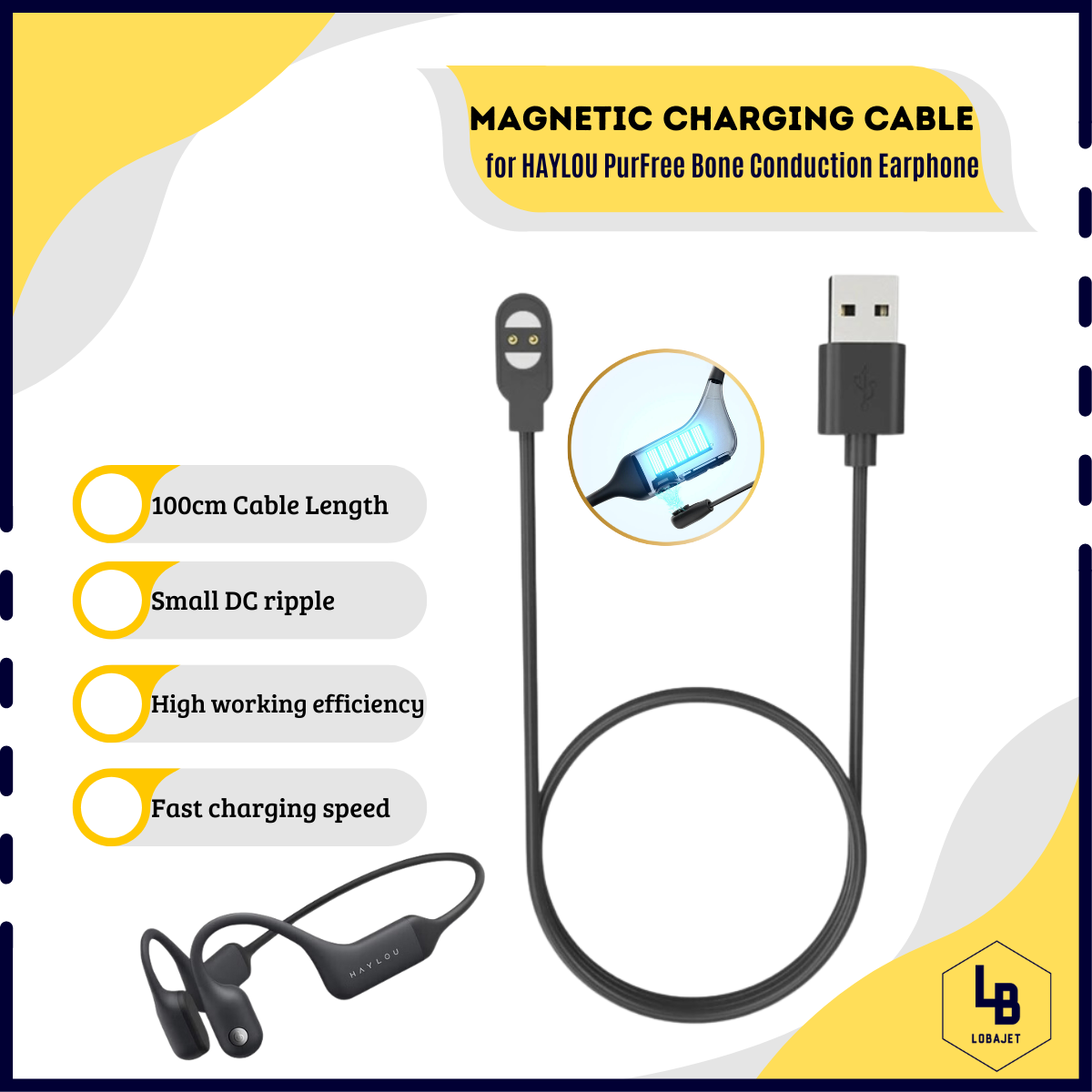 Jual Magnetic Charging Cable 100cm for HAYLOU PurFree BC01