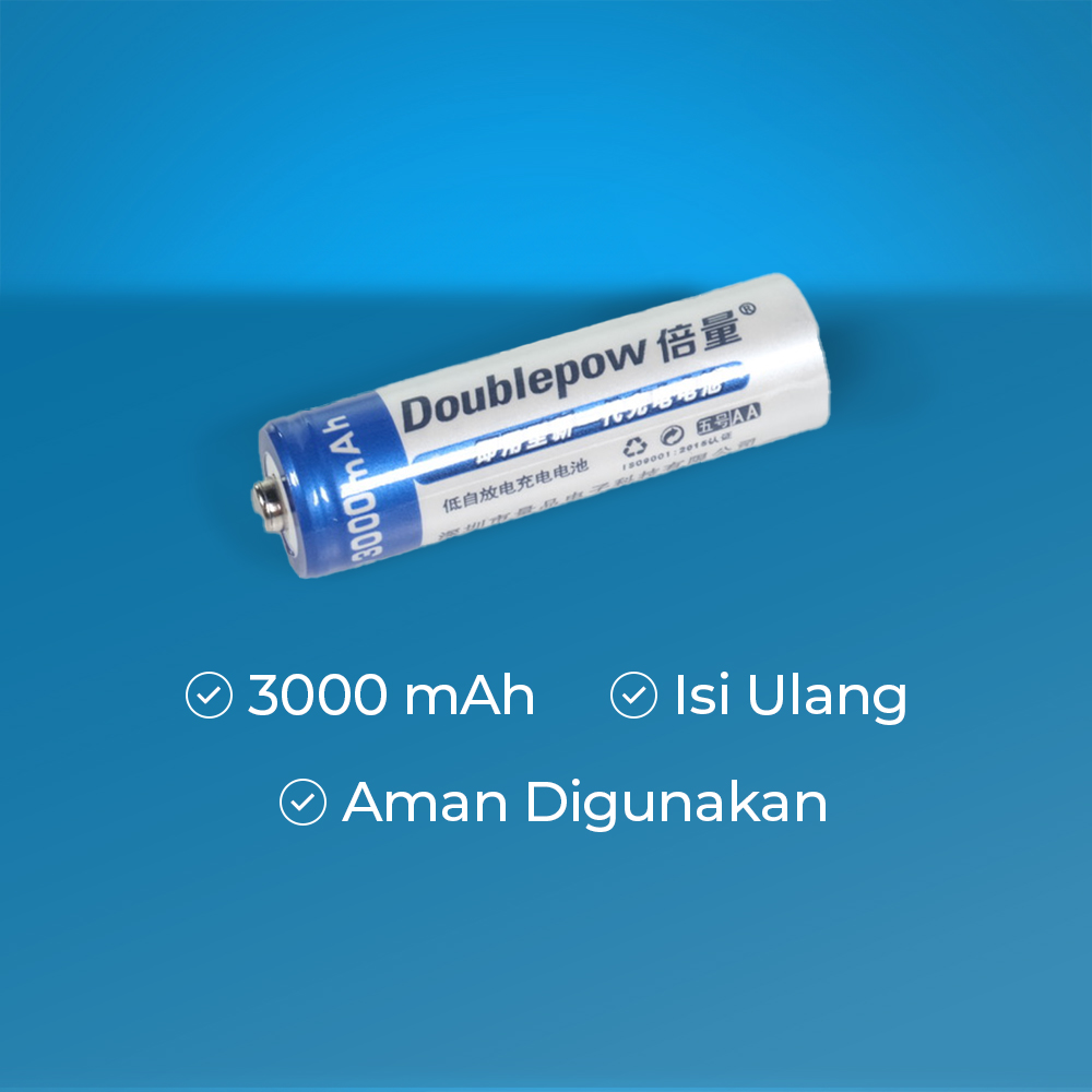 Doublepow Baterai Rechargeable AA Ni-MH 1.2V 3000mAh 1 PCS