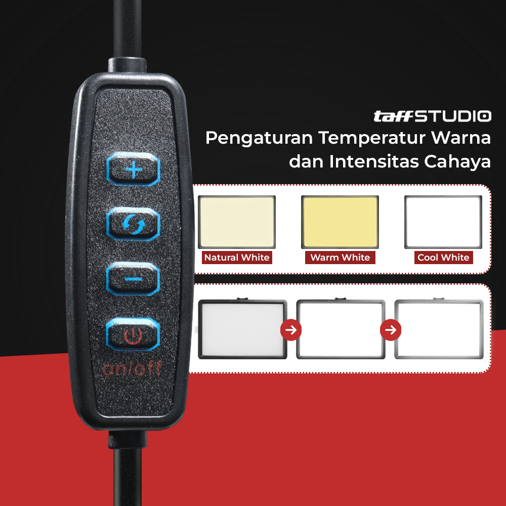 TaffSTUDIO Lampu Kamera Studio LED Portable Flat Fill Light 8 Inch - LPL-02