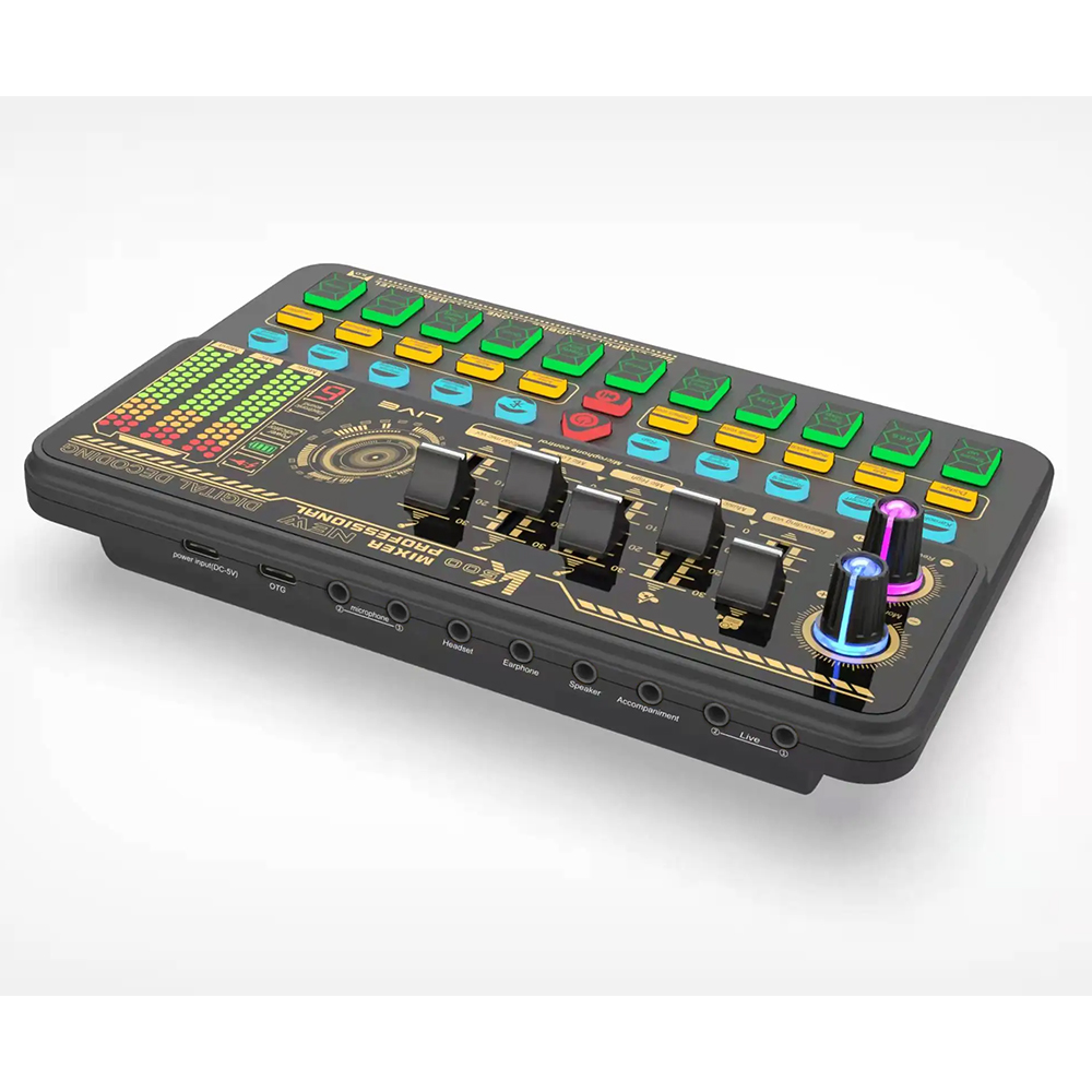 OLDTREE Mixer Audio External Sound Card Live Bluetooth 16 Effects - K500
