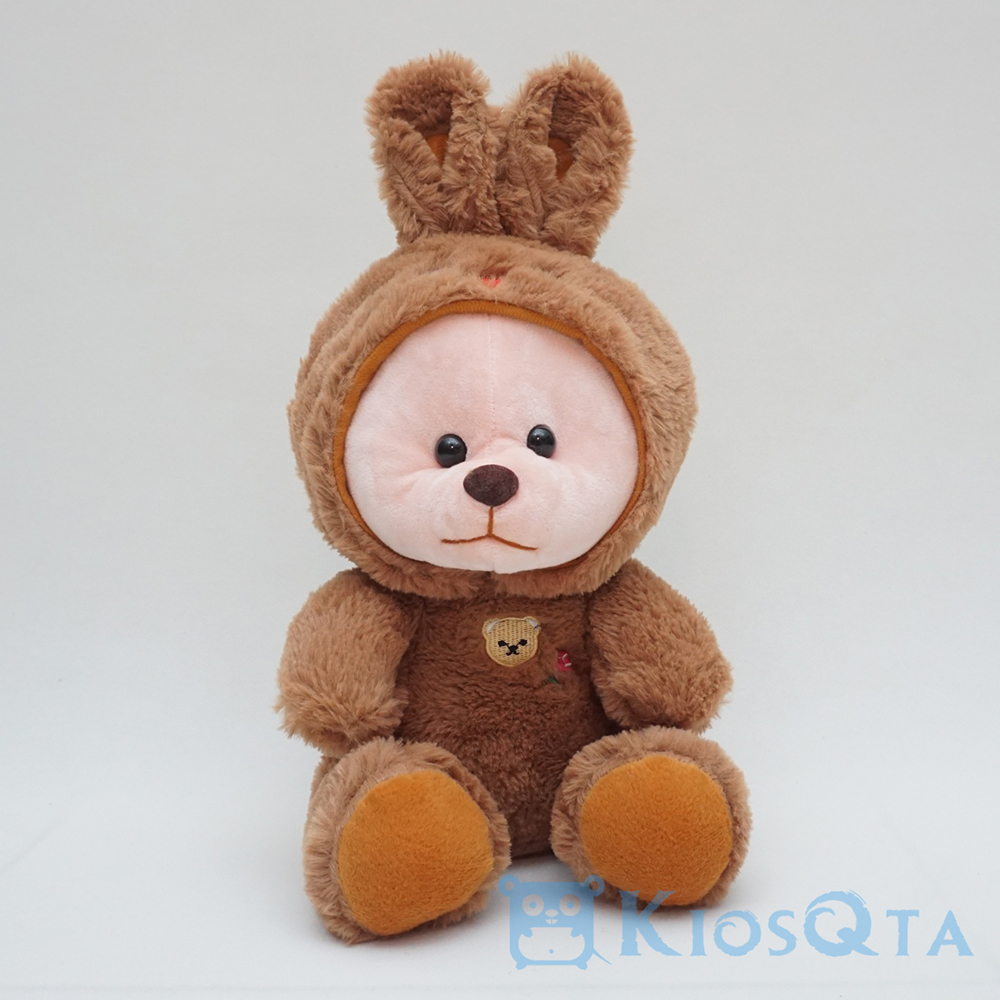 boneka bear beruang kostum hoodie kelinci coklat tua small