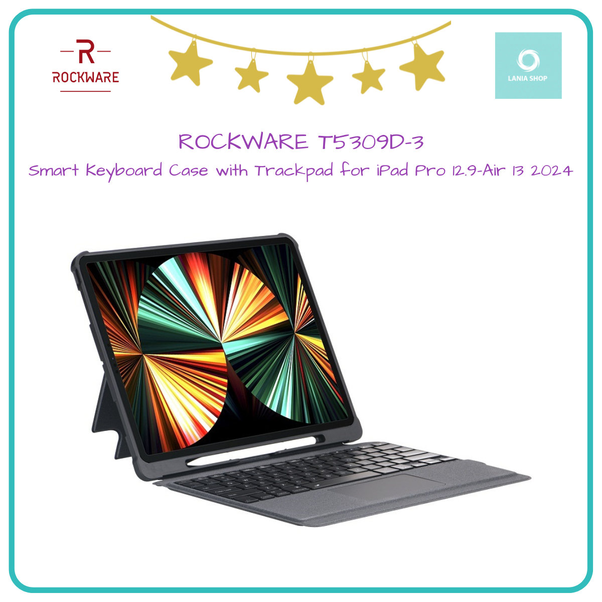 Jual ROCKWARE T5309D-3 Smart Keyboard Case with Trackpad for