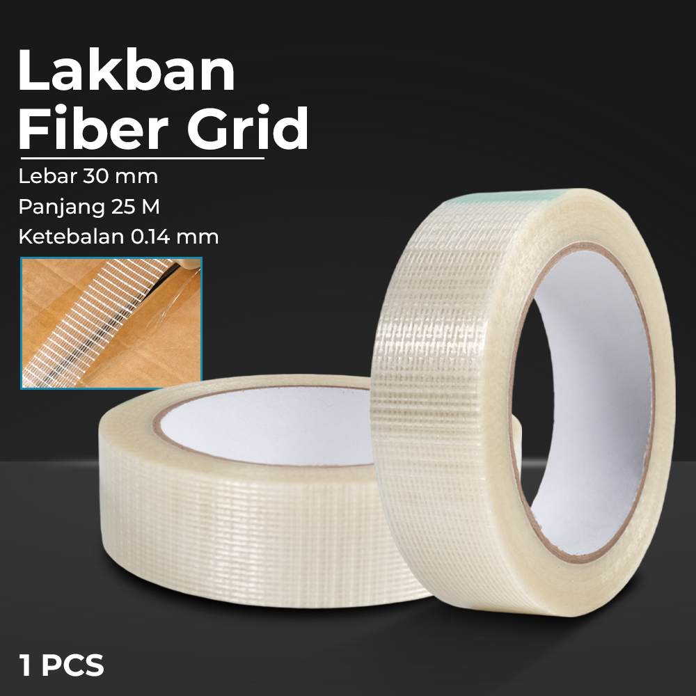 TaffPACK Lakban Super Strong Fiber Tape Grid 25M - B089