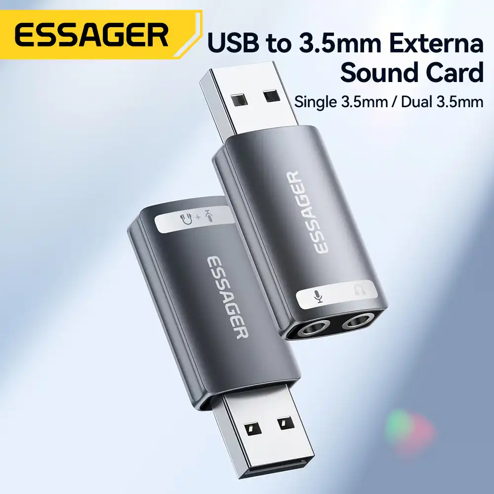 ESSAGER USB Sound Card External OTG Portable AUX 3.5mm - ES-OTG21