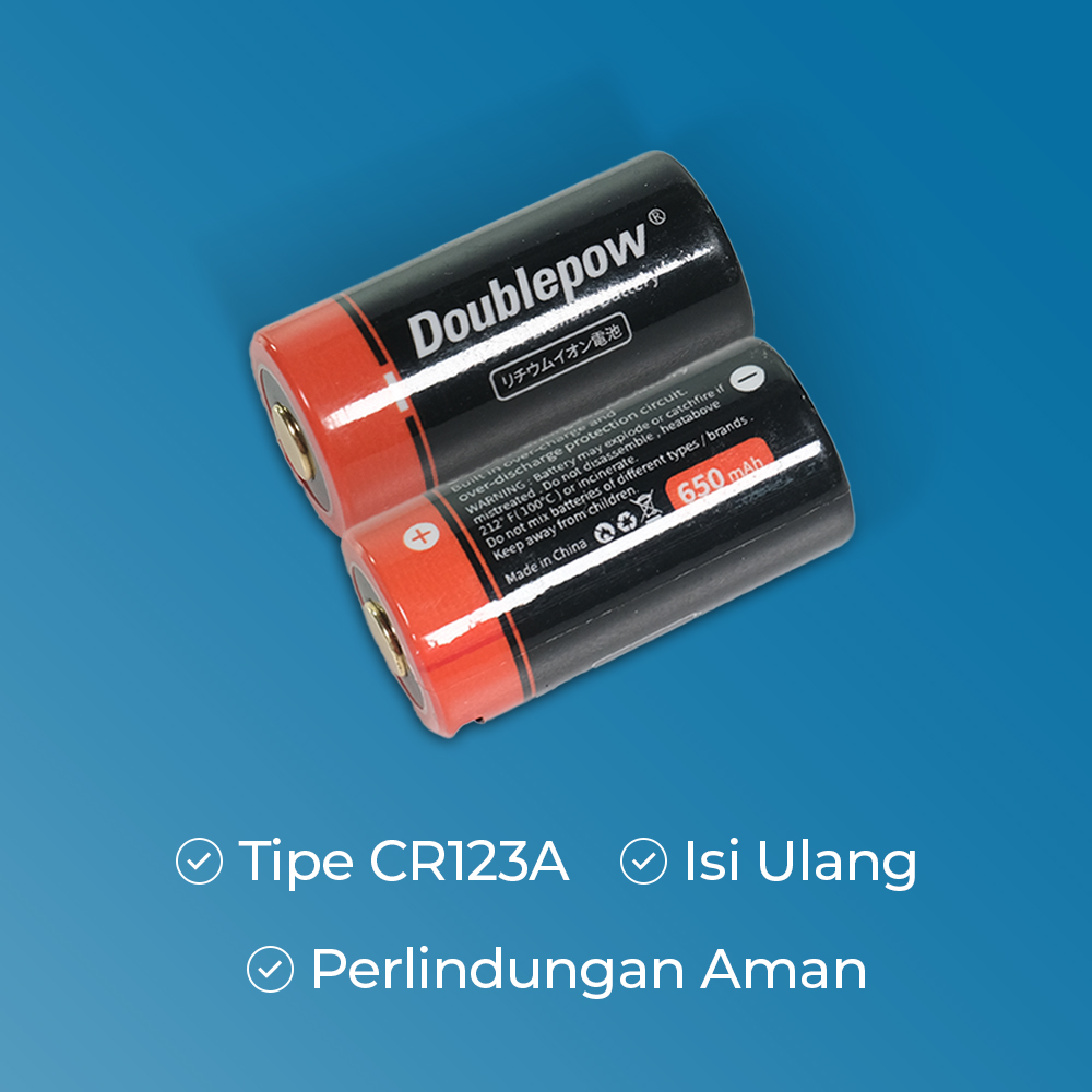 Doublepow Baterai Rechargeable CR123A Li-Ion 3.7V 650mAh 1 PCS - DP-16340