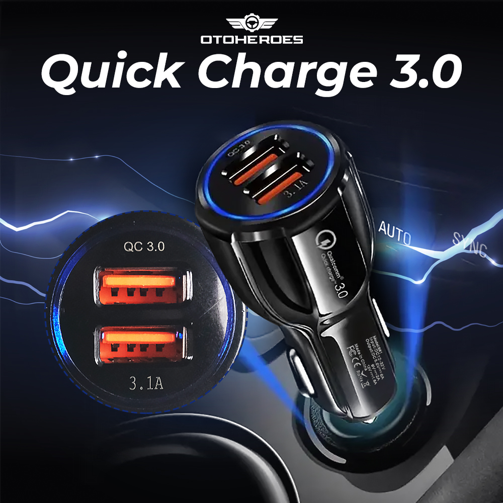 OTOHEROES Car Charger Mobil Fast Charging QC 3.0 Dual USB Port 3.1A - DC-681
