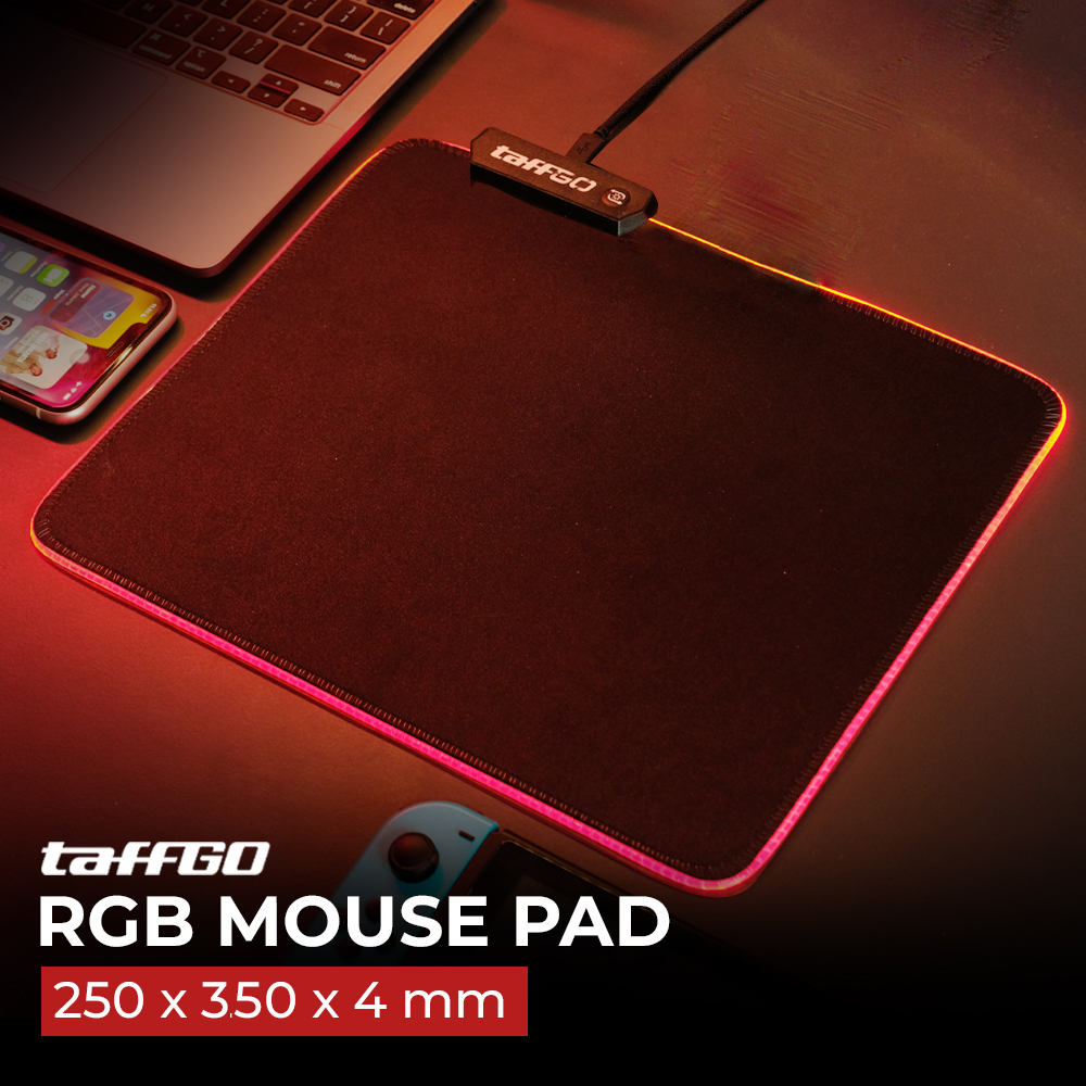 TaffGO Mouse Pad Gaming Illuminated LED RGB Desk Mat 250x350x4mm