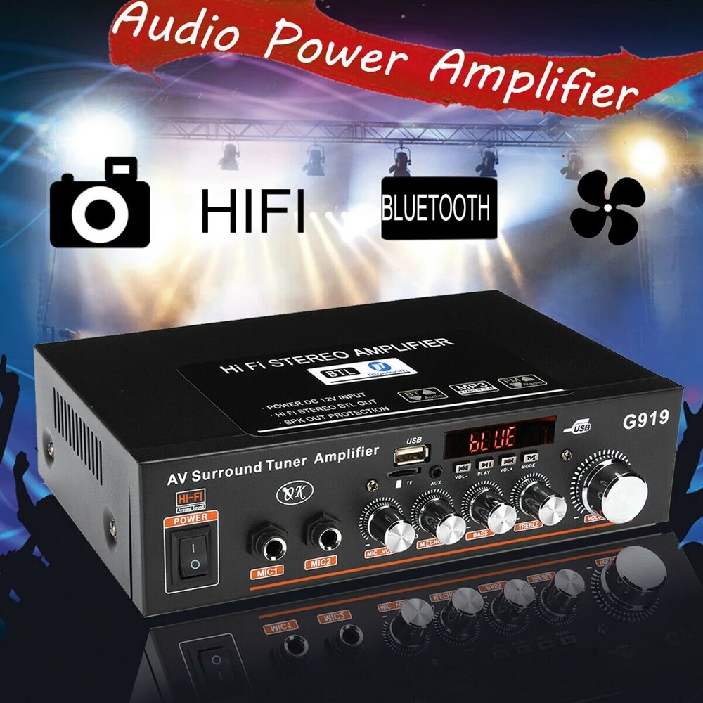CUGUU Audio Amplifier Bluetooth HiFi Surround USB MP3 FM 360W - G919