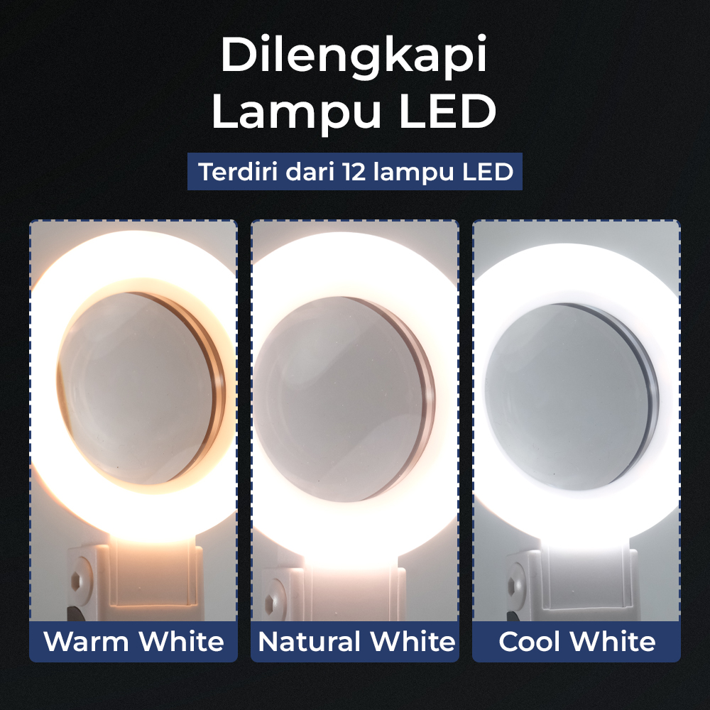 NOF Kaca Pembesar Magnifying Lup with 12 LED 50mm 16X - TH-7020A