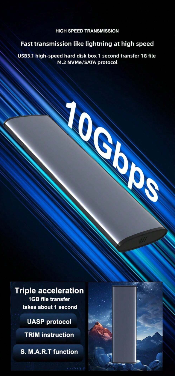 Lengtion SSD M.2 Enclosure NVME Aluminum Alloy 10GB/s USB Type C 3.1 - M12