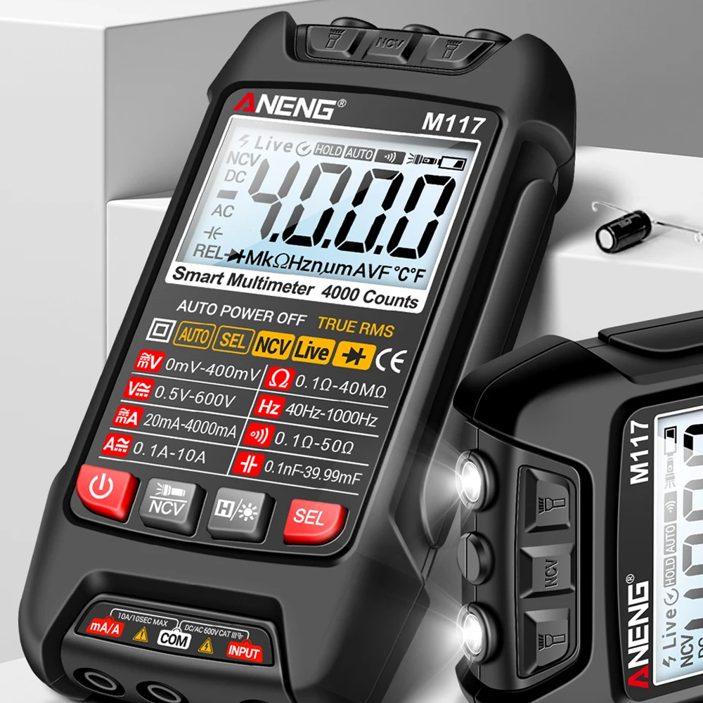 ANENG Digital Multimeter Portable LCD NCV Double Flashlight True RMS - M117