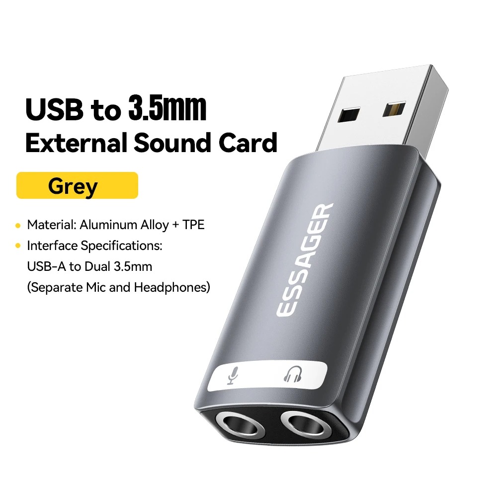 ESSAGER USB Sound Card External OTG Portable AUX 3.5mm - ES-OTG21