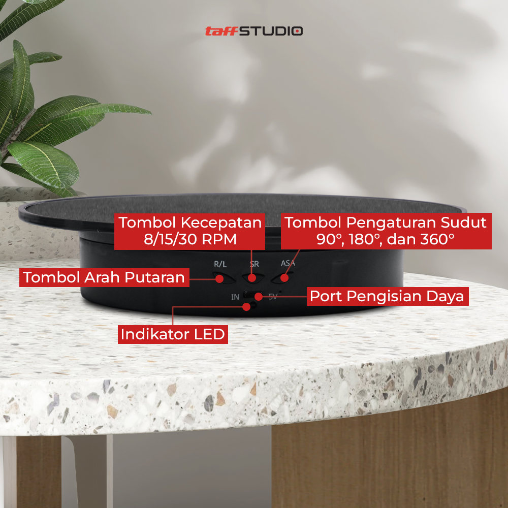 TaffSTUDIO Alas Putar Fotografi Velvet Full Rotating 20cm with Remote - QM104