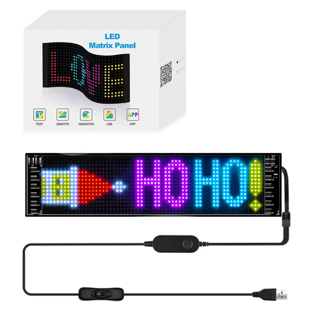 RYDOX LED Matrix Panel Bluetooth Colorful Display Kit 5V 37.2x9cm - RD1664