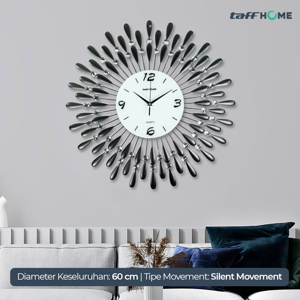 TaffHOME Jam Dinding 3D Quartz Creative Model Luxury Diamond 60cm - H12