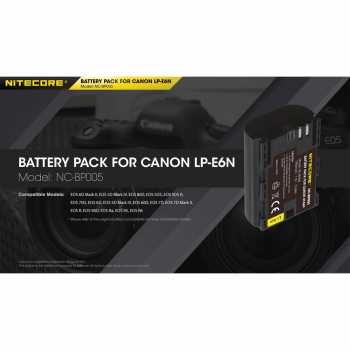 NITECORE Baterai Kamera Rechargeable for Canon EOS 6D Mark II 1900mAh - NC-BP005
