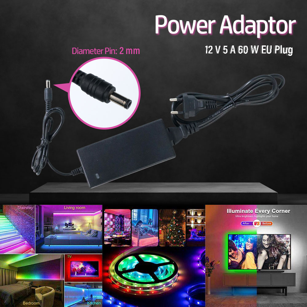 TiaoChongYi Adaptor Power Supply Converter LED AC to DC 12V 5A 60W - 1250