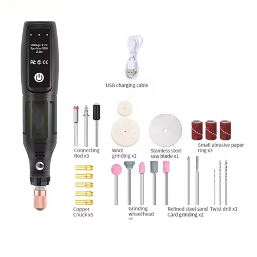 PINGGZHIXI Bor Listrik Mini Rotary Tool Cordless USB 16000 RPM 3.7V - HJ021