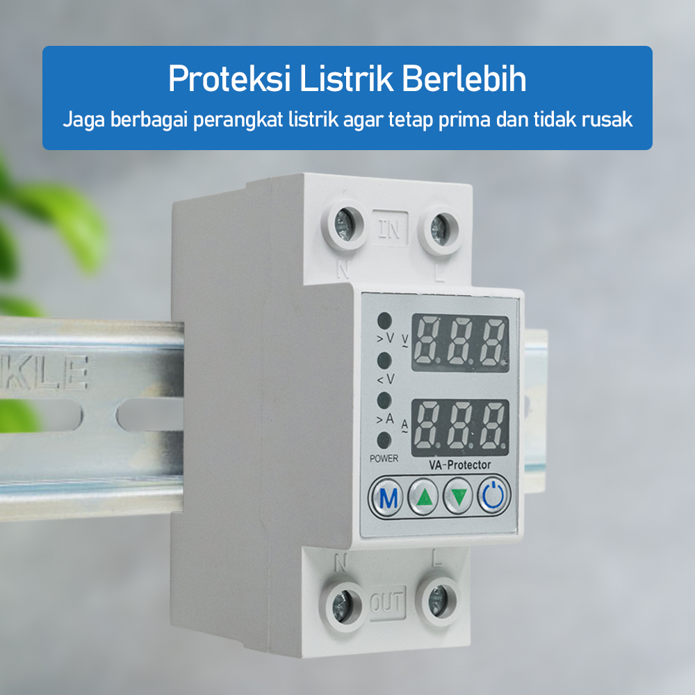 Taffware MCB Digital Din Rail Over Voltage Current Protector 220V 40A - VAP-2P