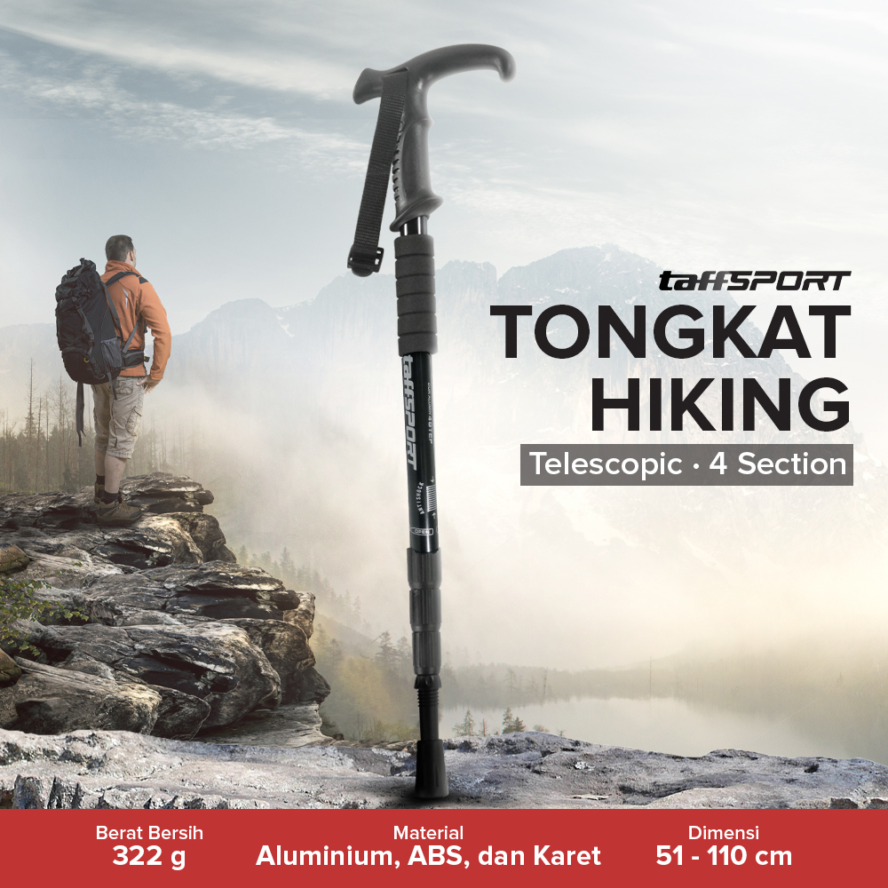 TaffSPORT Tongkat Hiking Trekking Pole Telescopic 4 Section - E4102