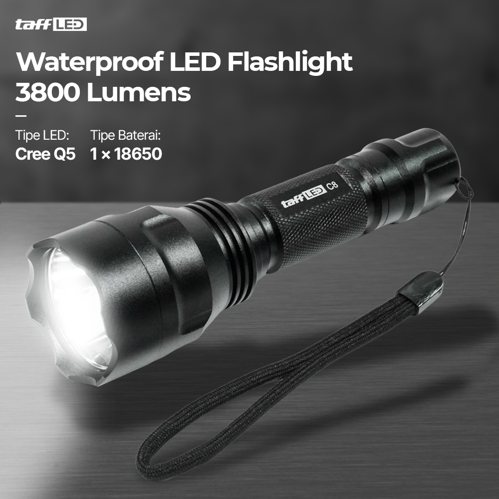 TaffLED Senter LED Flashlight Waterproof Cree Q5 3800 Lumens - C8
