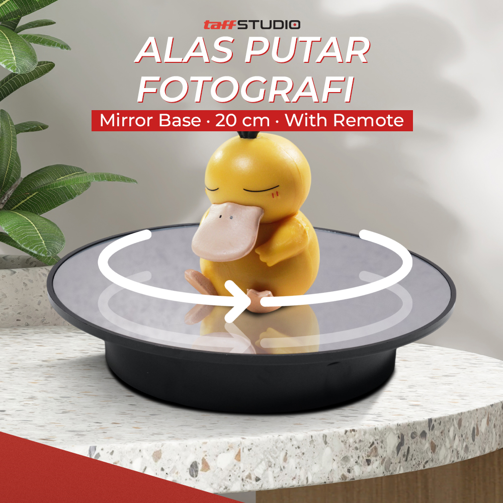 TaffSTUDIO Alas Putar Rotating Turntable Display Stand Mirror Remote - QM104