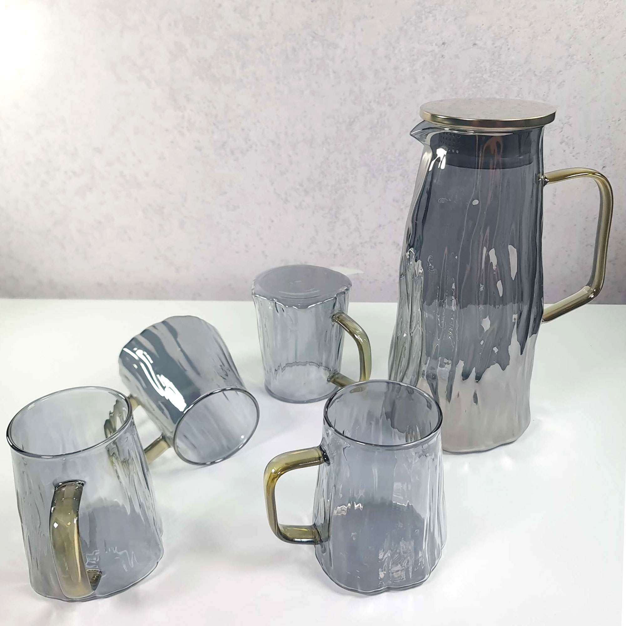 Cloks Teko Pitcher Kaca Tahan Panas Api Water Jug 1.8L with 4 Cup - CL18