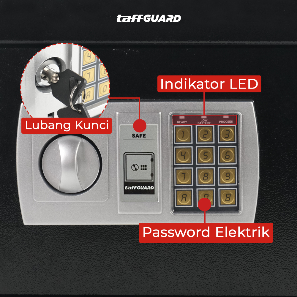 TaffGUARD Kotak Brankas Hotel Mini Password Safe Deposit Box - EB20/EB25