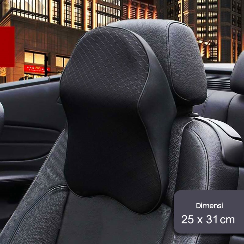 Nuca Bantal Leher Mobil Ergonomis Memory Foam Car Headrest Pillow - NC33
