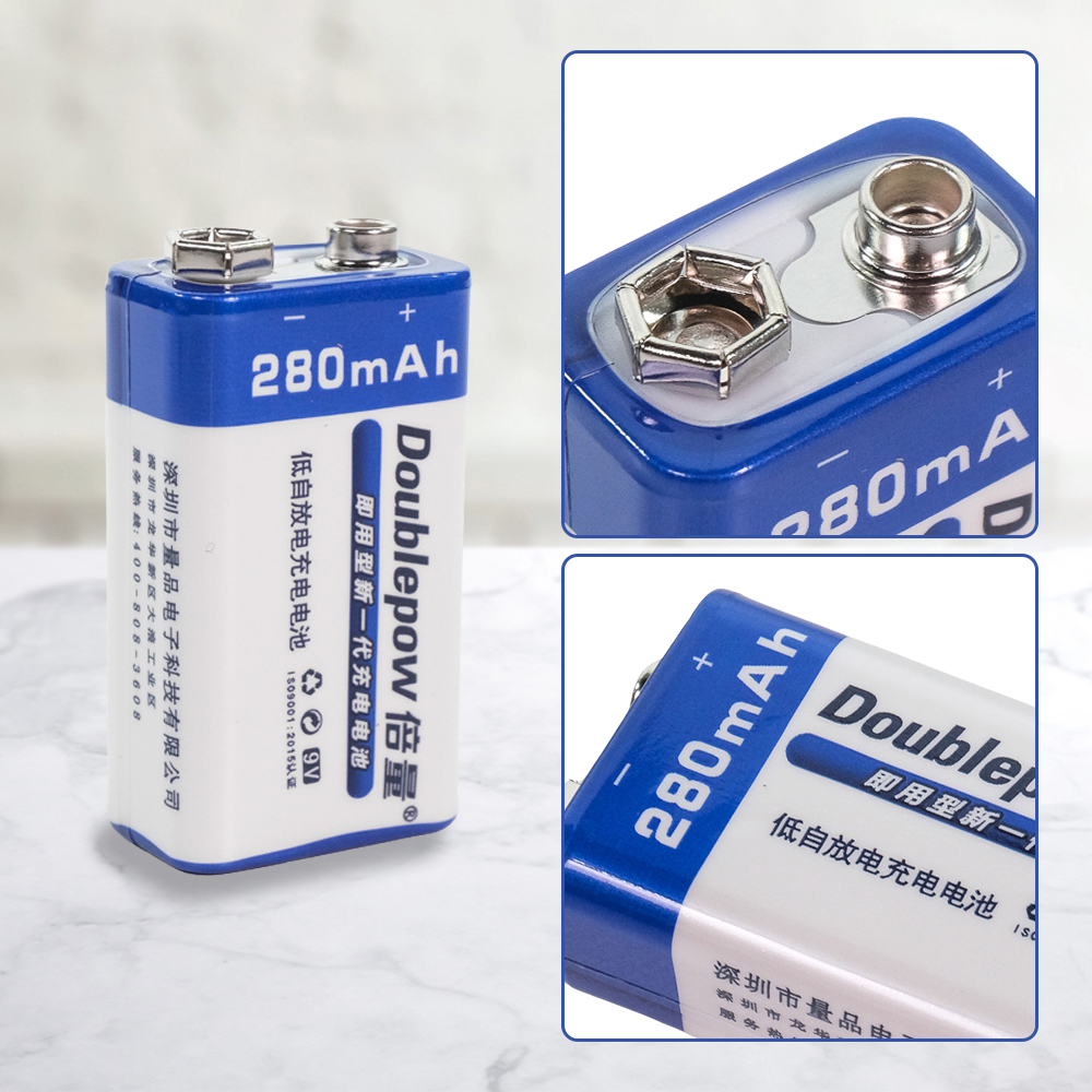 Doublepow Baterai Rechargeable Ni-MH 9V 280mAh 1 PCS
