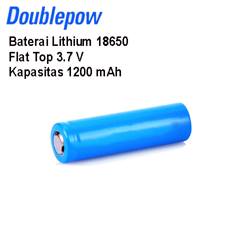 Doublepow Baterai Lithium Flat Top 18650 3.7V 1200mAh 1 PCS