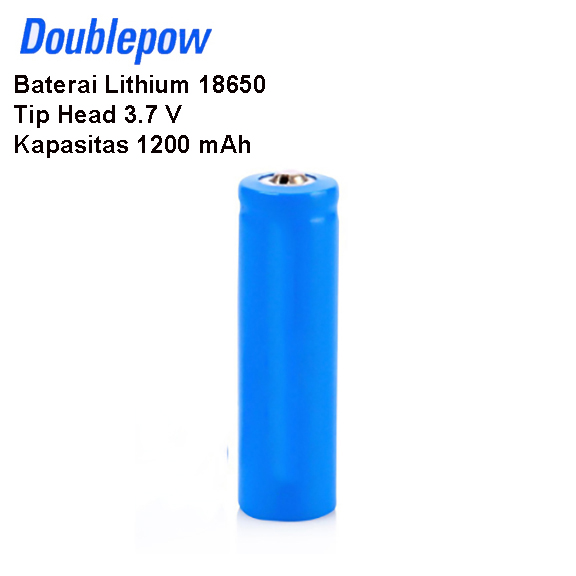 Doublepow Baterai Lithium Tip Head 18650 3.7V 1200mAh 1 PCS
