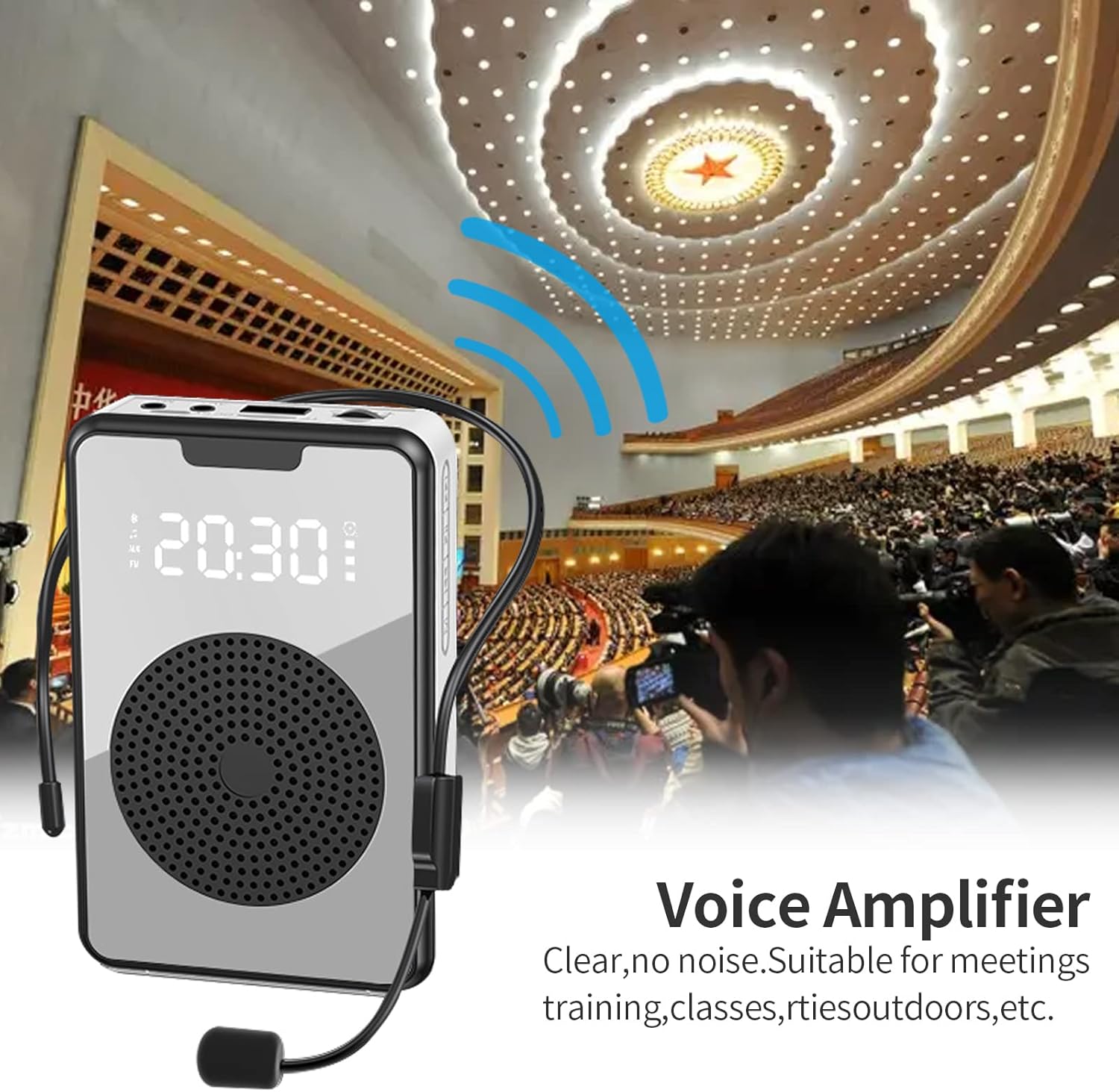 Marway Speaker Pinggang Microphone Bluetooth LED Amplifier Wireless - H3
