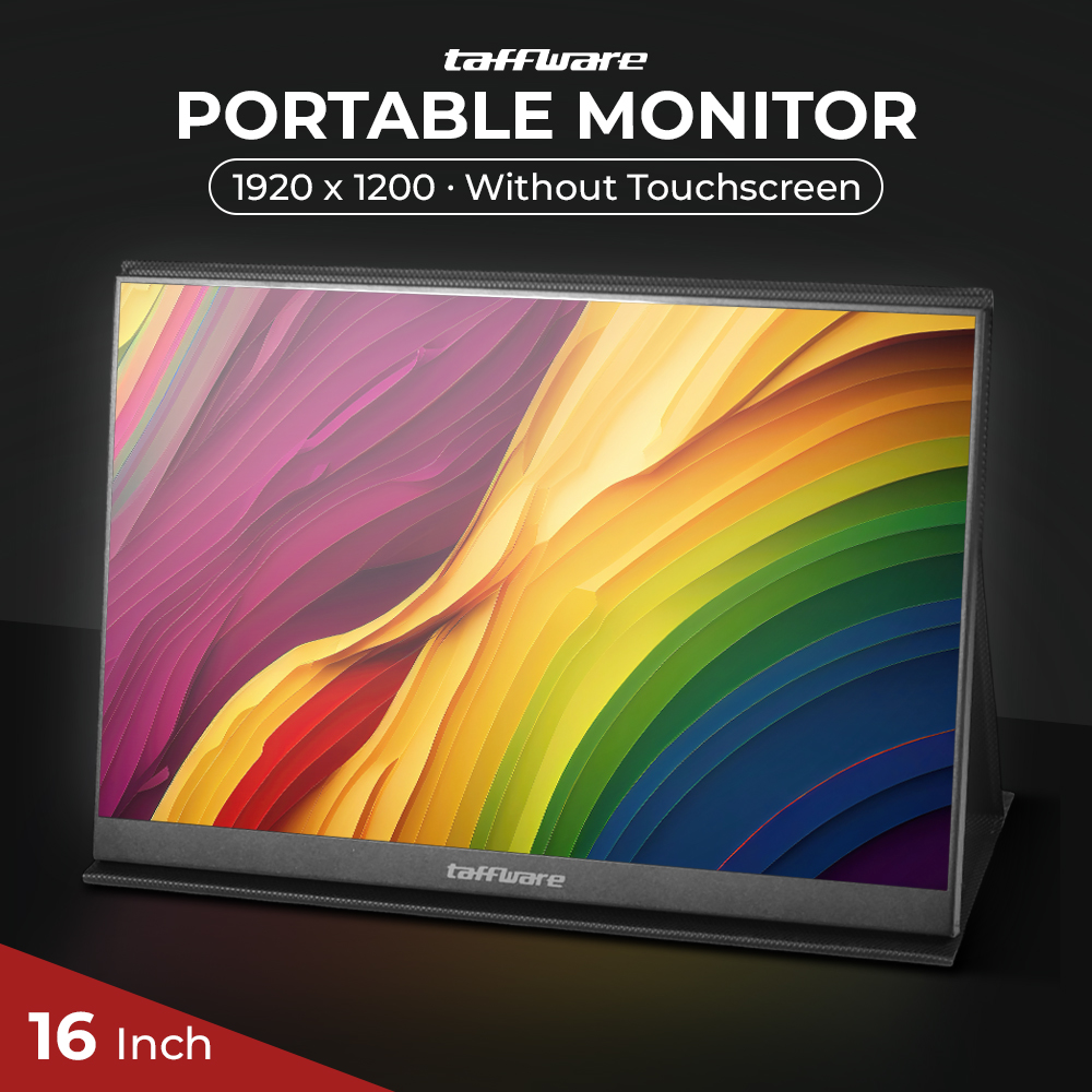 Taffware Portable Monitor IPS 16 Inch IPS FHD 60Hz Without Touchscreen - 1600XTS