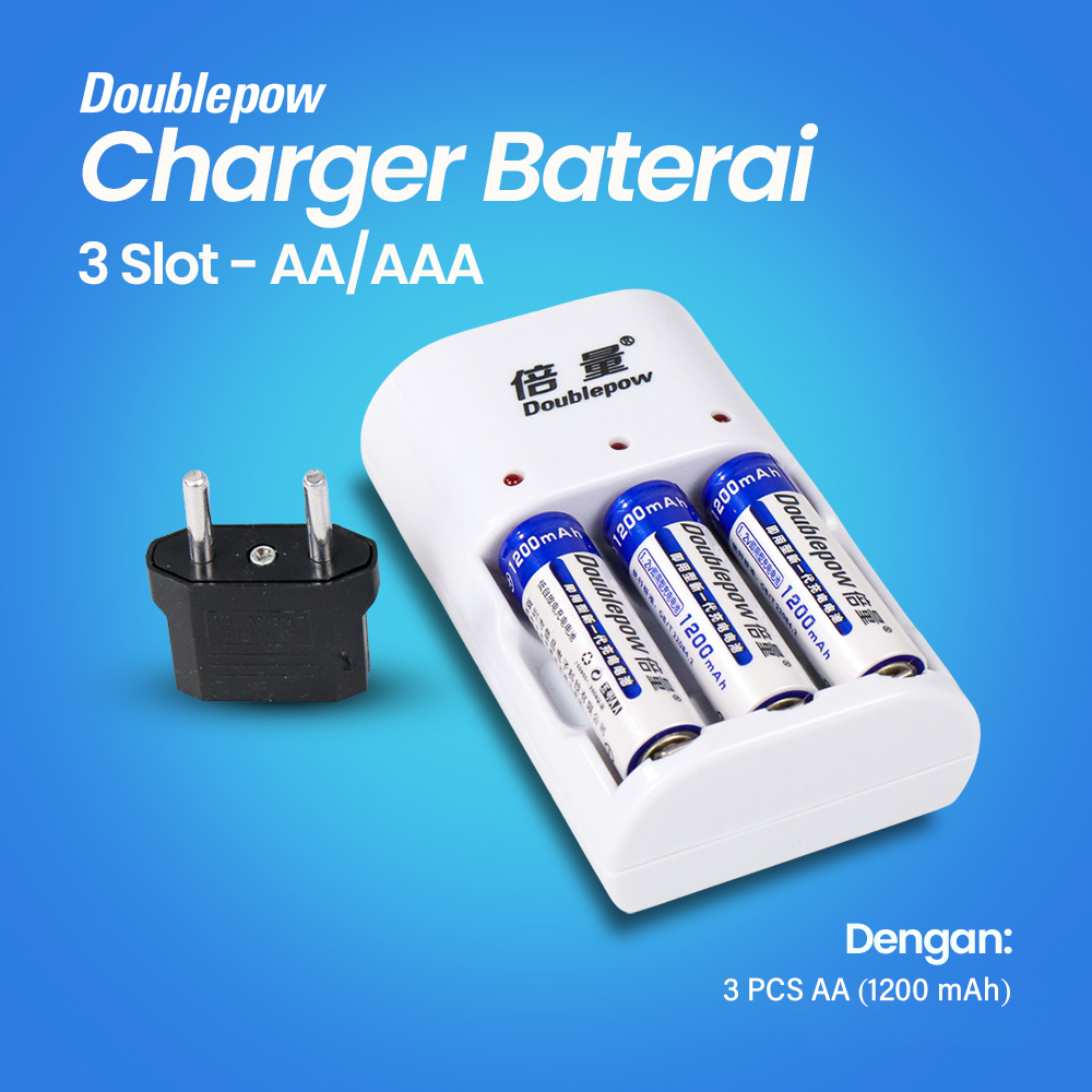 Doublepow Charger Baterai Rechargeable 3 Slot AA AAA with AA 3 PCS - DP-B33