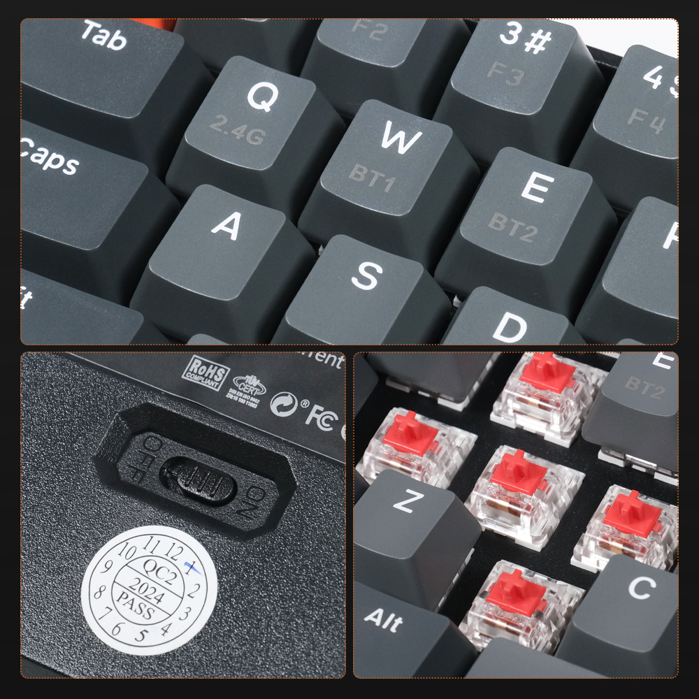 ZIYOULANG Keyboard Gaming Wireless Mechanical Red Bluetooth 2.4GHz - K68