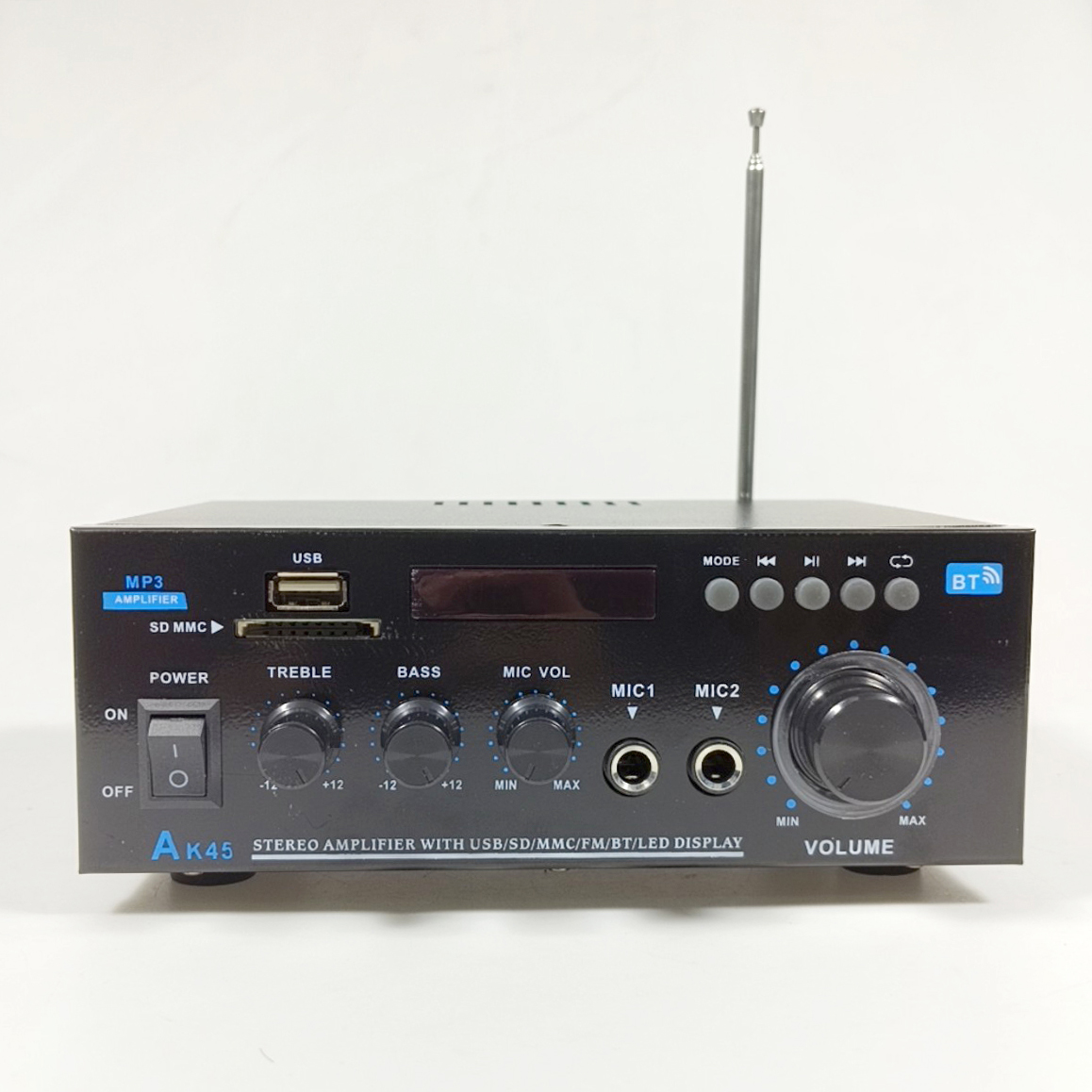 ZUIDID Audio Amplifier Bluetooth Stereo USB 2.0 Channel with Remote - AK45