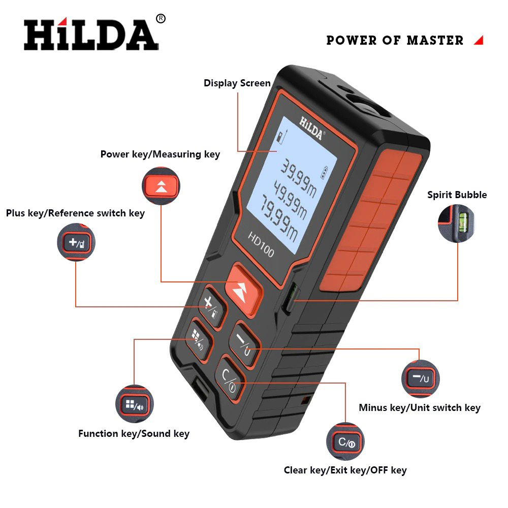 HILDA Meteran Digital Laser Rangefinder Inframerah 100M - HD100