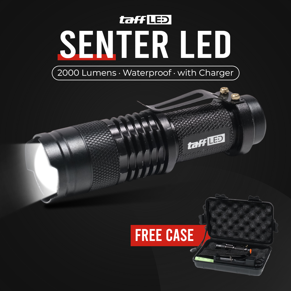 TaffLED Pocketman Senter LED 2000 Lumens Waterproof with Charger - P1