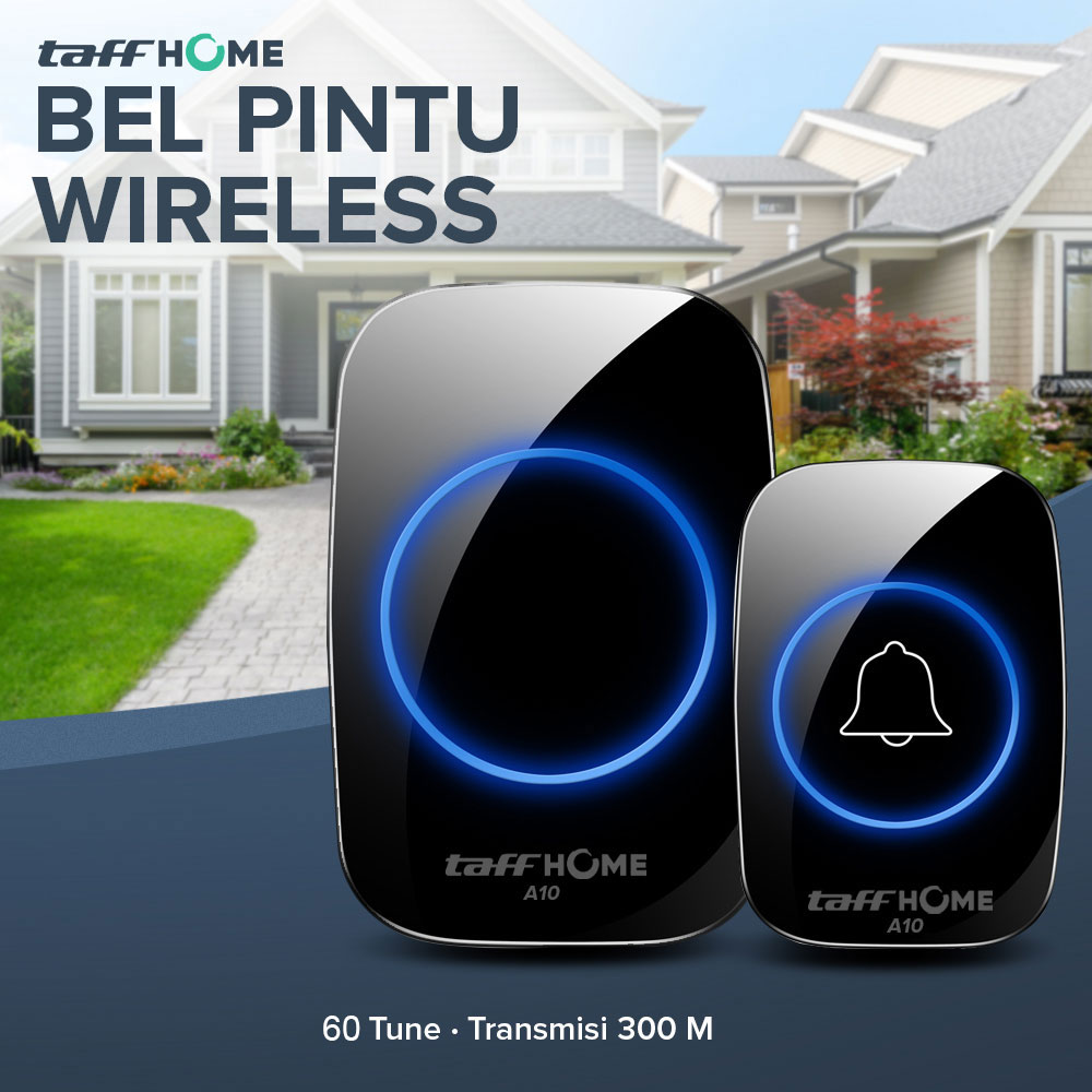 TaffHOME Bel Pintu Wireless Remote Doorbell 60 Tunes with Receiver - A10