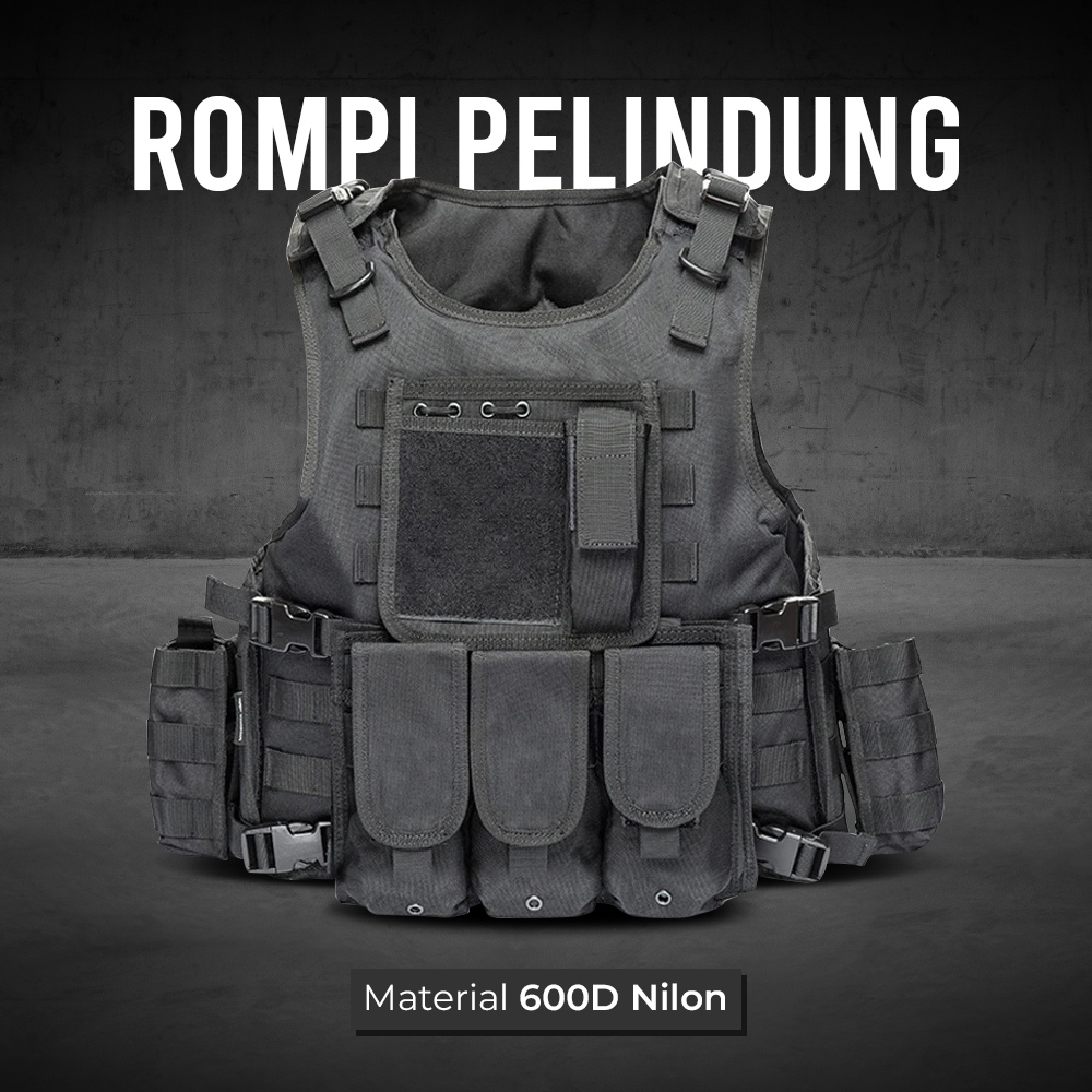 JPC Rompi Pelindung Airsoft Gun CS Tactical Vest Combat Pocket - G0301