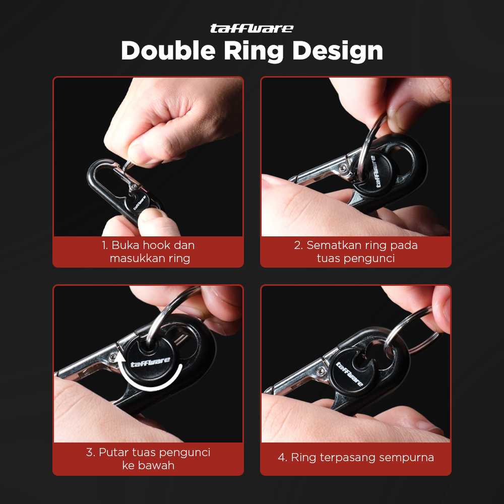 Taffware Gantungan Kunci Carabiner Keychain Clip Stainless Steel - A3746 - Gambar 6