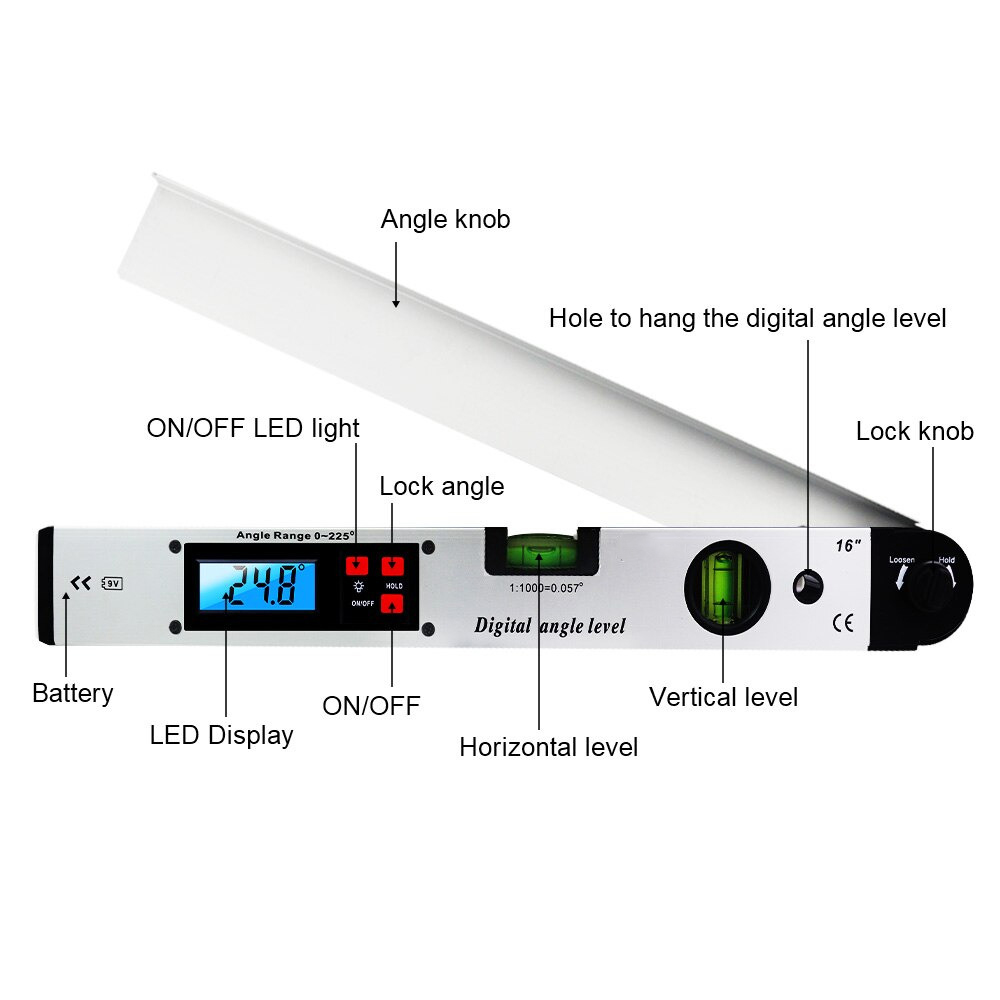 KETOTEK Inclinometer Goniometer Level Angle 225 Degree - KET-200